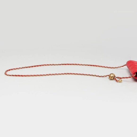 Chanel Red Quilted Lambskin Leather Pearl Crush Mini Clutch Chain Bag - Picture 7 of 12